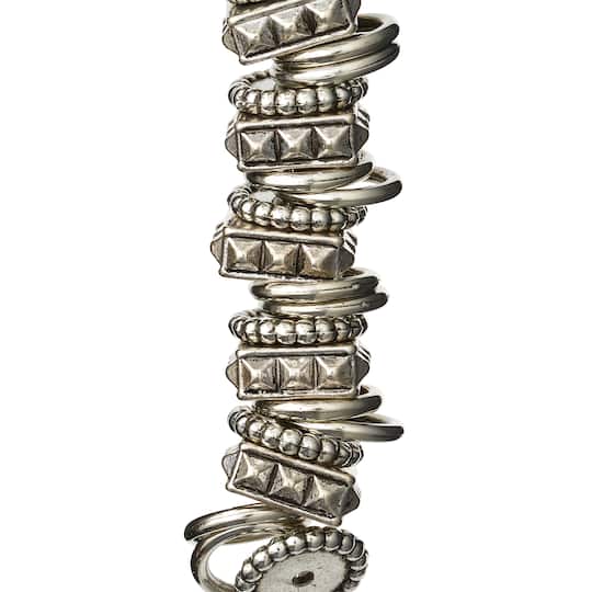12 Pack: Sterling Silver-Plated Metal & Acrylic Ring Beads, 10mm by Bead Landing™